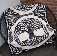 Image for Tree of Life Trinity Knot Throw (Natural & Deep Navy)