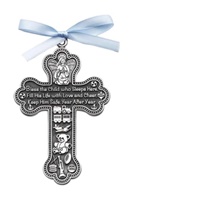 Image for BF Bless This Boy Crib Cross with Blue Ribbon Giftboxed