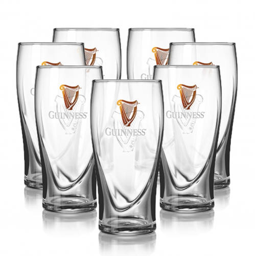 guinness pint glass with label on both sides