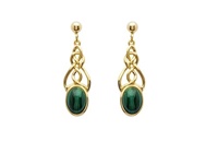 14KT Gold Vermeil Malachite Celtic Drop Earrings