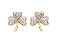 Image for 14KT Gold Vermeil CZ Shamrock Stud Earrings