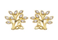 Image for 14KT Gold Vermeil CZ Tree of Life Stud Earrings