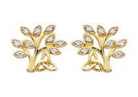 Image for 14KT Gold Vermeil CZ Tree of Life Stud Earrings