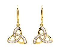 Image for 14KT Gold Vermeil Cz Trinity Drop Earrings