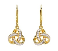 Image for 14KT Gold Vermeil CZ set Trinity Drop Earrings