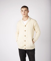 Woodford Aran Irish Cardigan Sweater, Natural