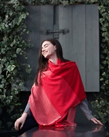 Image for Avoca Handweavers Merino Wool and Cashmere Blend Gracie Stole, Red Delight