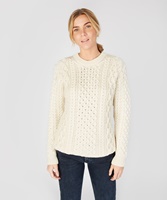 Image for Blasket Honeycomb Stitch Aran Crewneck Irish Sweater, Natural