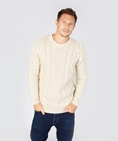 Image for Blasket Honeycomb Stitch Aran Crewneck Irish Sweater, Natural