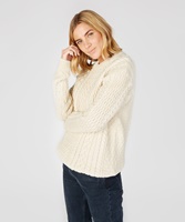 Cuileann Crew Neck Irish Wool Sweater, Natural