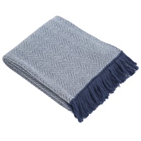 Image for Saol Herringbone Throw, Oxford Blue