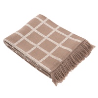 Image for Multi Check Merino Wool Throw, Camel/Natural