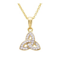 14KT Gold Vermeil CZ Trinity Knot Necklace