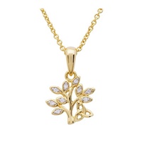 14KT Gold Vermeil CZ Tree of Life Necklace