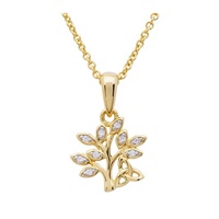 14KT Gold Vermeil CZ Tree of Life Necklace