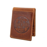 Image for Celtic Embossed Leather Fergal Hounds Magnetic Money Clip, Tan