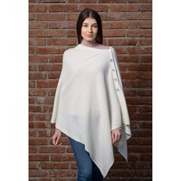 Image for Irish Lambswool Shawl with Mother of Pearl Buttons (White)