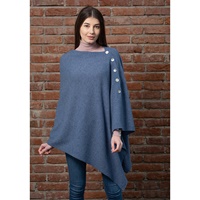 Image for Irish Lambswool Shawl Denim Blue with Mother of Pearl Buttons