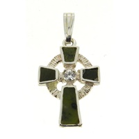 Image for Connemara Marble Celtic Cross 14kt Gold