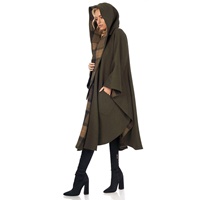 Image for Jimmy Hourihan Irish Cape with Convertible Hood - Double-Face Cloth Moss and Camel Stewart