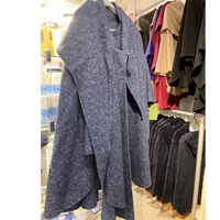 Image for Jimmy Hourihan Knee Length Cape in Donegal Tweed with Convertible Hood, Denim Blue