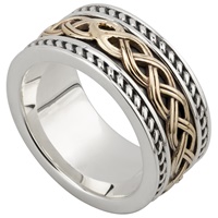 Image for Sterling Silver and 10K Yellow Gold Gents Celtic Knot Band
