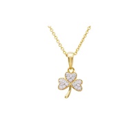 14KT Gold Vermeil CZ Shamrock Necklace