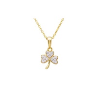 14KT Gold Vermeil CZ Shamrock Necklace