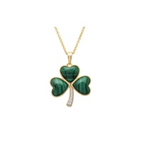 Image for 14KT Gold Vermeil Malachite Shamrock Necklace