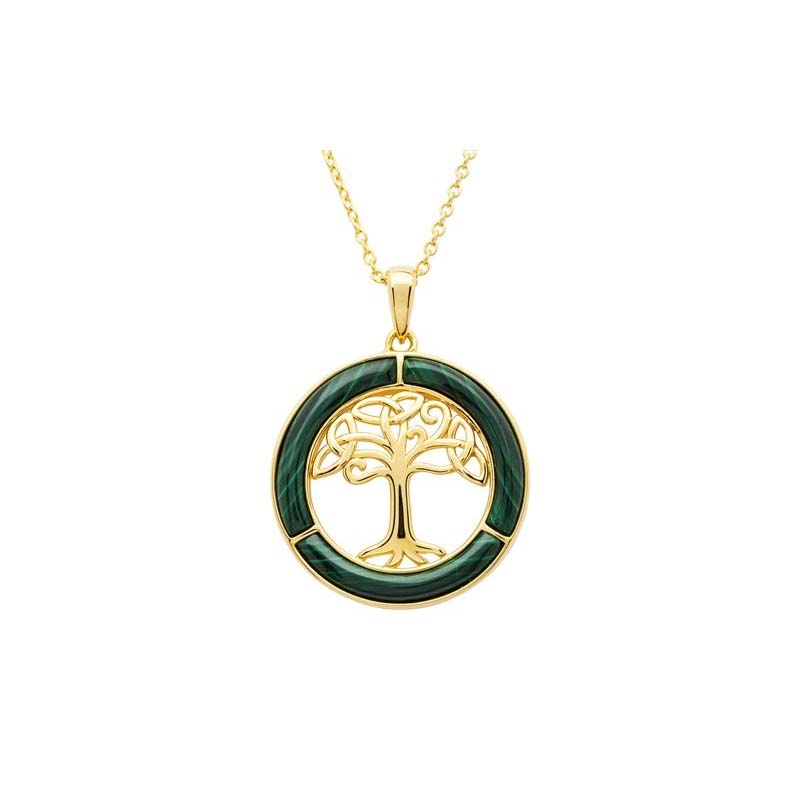 Irish Necklace | 10k Yellow Gold CZ Circle Celtic Tree of Life Pendant at  IrishShop.com | IJSV46894