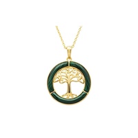 14KT Gold Vermeil Tree Of Life and Malachite Necklace