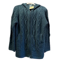 Image for Aran Zipped Hooded Hazel Irish Sweater by Irelands Eye, Evergreen
