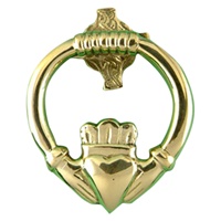 Claddagh Door Knocker Solid Brass, Small