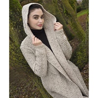 Aran Crafts Mayo Herringbone Shawl with Hood, Oatmeal/Natural