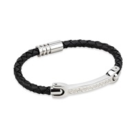 Celtic Leather and Stainless Steel Bracelet