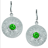 Image for Emerald Celtic Warrior Earrings with Clear CZ Stones