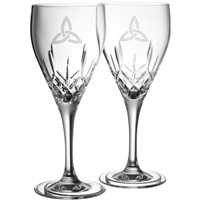 Image for Galway Irish Crystal Trinity Knot White Wine Glass Pair