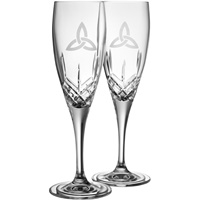 Image for Galway Irish Crystal Trinity Knot Flute Glass Pair
