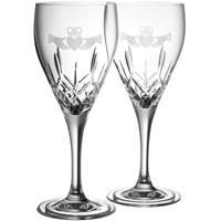 Image for Galway Irish Crystal Claddagh White Glass Pair