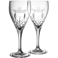 Galway Irish Crystal Claddagh White Glass Pair