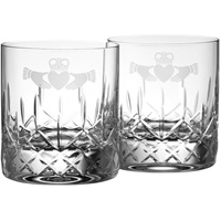Image for Galway Irish Crystal Double Old Fashioned Claddagh Whiskey Glass Pair