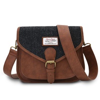 Image for Islander Large Saddle Bag with HARRIS TWEED - Black Herringbone