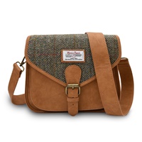 Islander Large Saddle Bag with HARRIS TWEED - Chestnut Herringbone