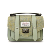 Islander Mini Satchel Bag with HARRIS TWEED - Green Plain