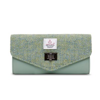 Islander Large Clasp Purse with HARRIS TWEED - Green Plain