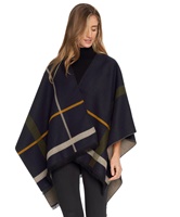 Image for Jimmy Hourihan Fringed Shawl with Coloured Bands, Navy/Multi