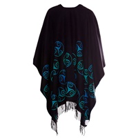 Image for Jimmy Hourihan Fringed Shawl with Triskele Motif, Black/Turquoise