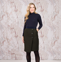 Image for Emma Tweed Skirt, Green Herringbone by Jack Murphy