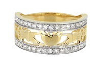 Image for 14K Diamond Set Claddagh Ring White Gold Made in Dublin