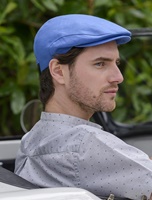 Image for Mucros Weavers Irish Linen Flat Cap, Light Blue